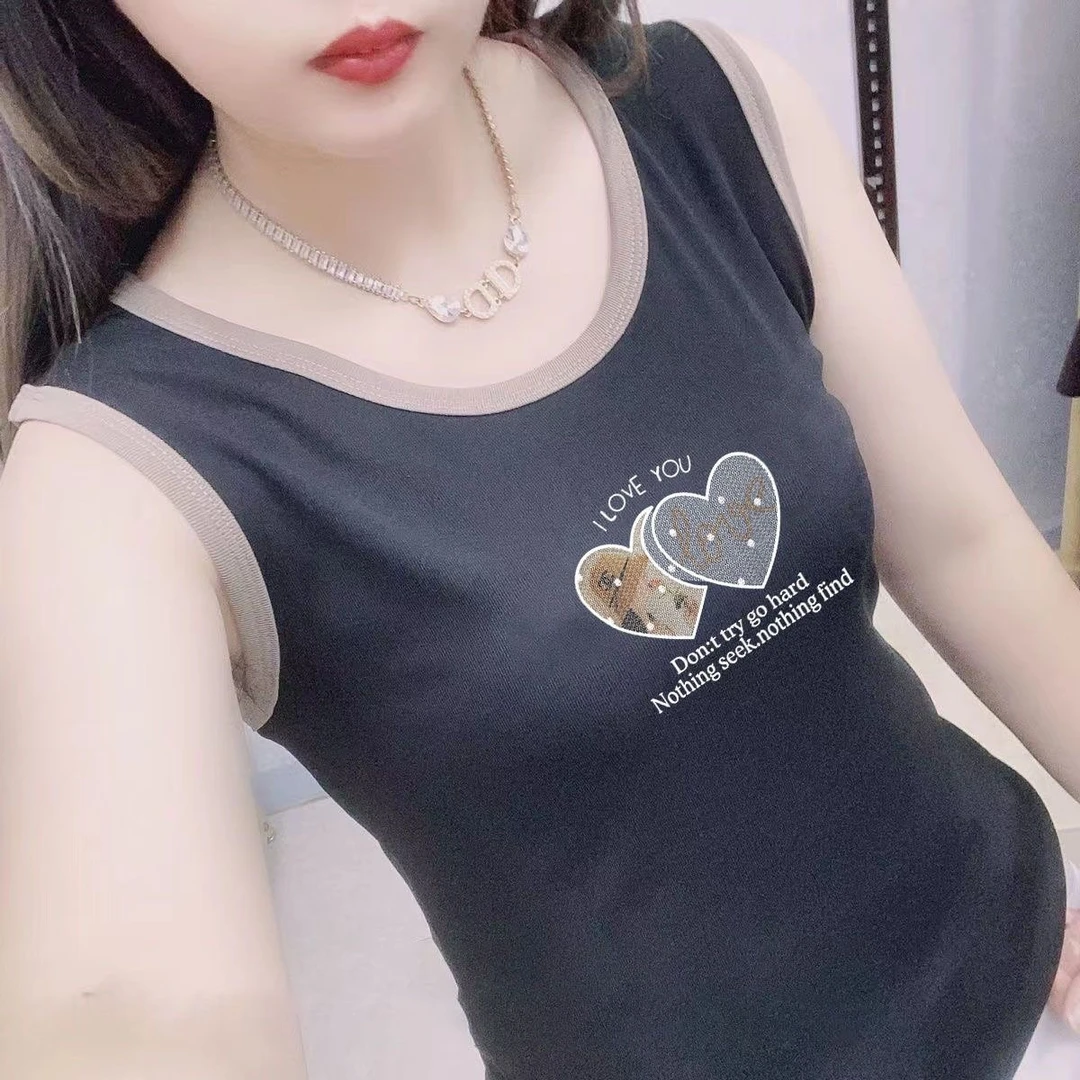 纯棉女士背心打底夏季新款时尚印花显瘦遮肉大码无袖T恤内搭外穿