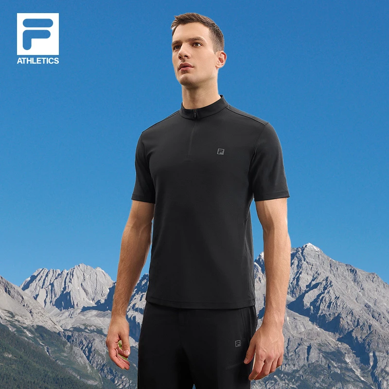 Fila/斐乐男士【半开襟立领干爽内搭】户外速干运动短袖A11M517103F