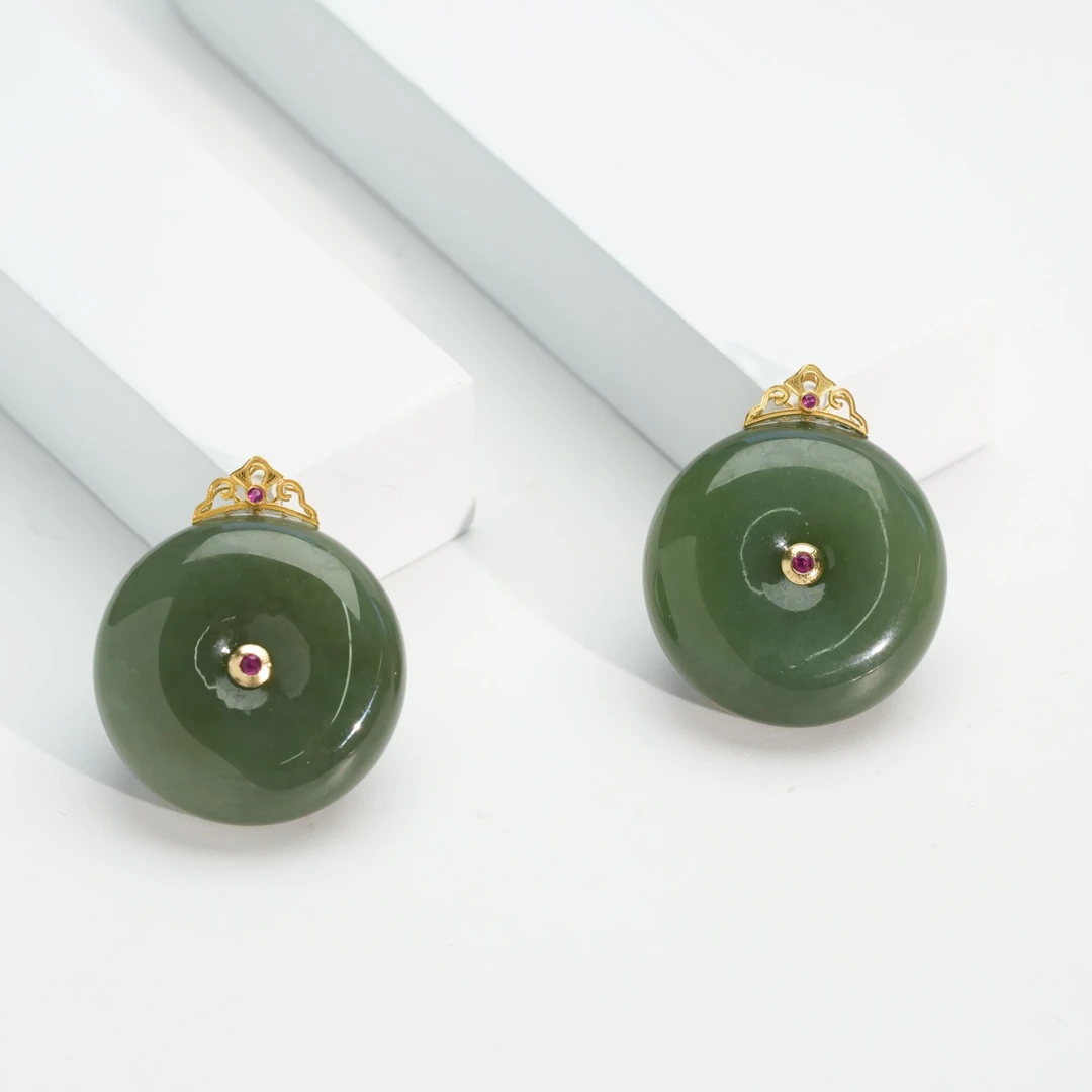 【小北珠宝】18K金和田玉吊坠约25*25mm【多样性发一件】8-AH02X1767