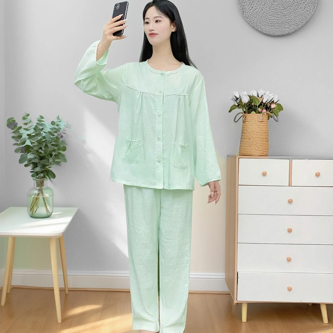 睡衣女士2025新款春秋季长袖云朵棉可外穿不带胸垫家居服套装Y171