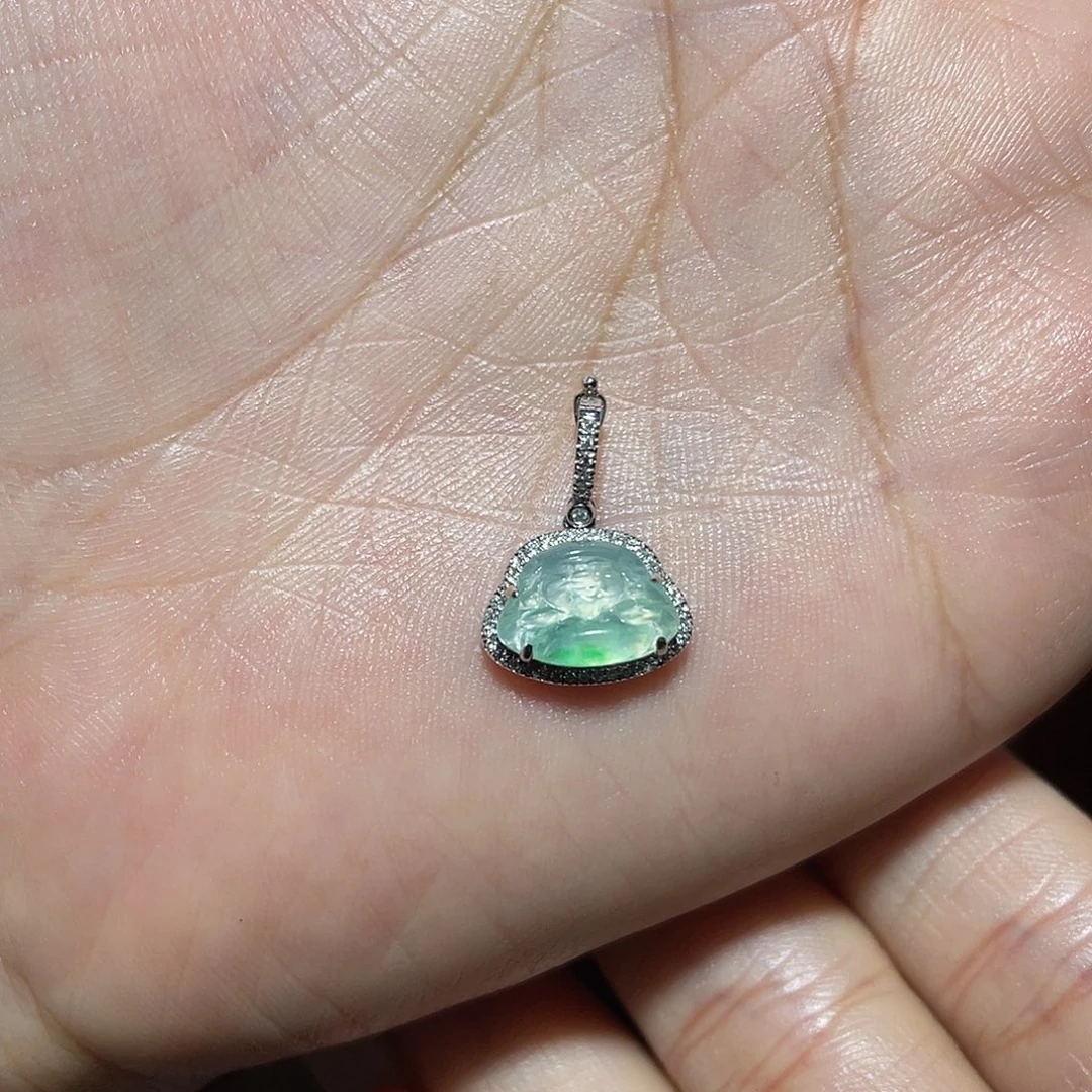 翡翠18K金镶嵌吊坠(不含链)