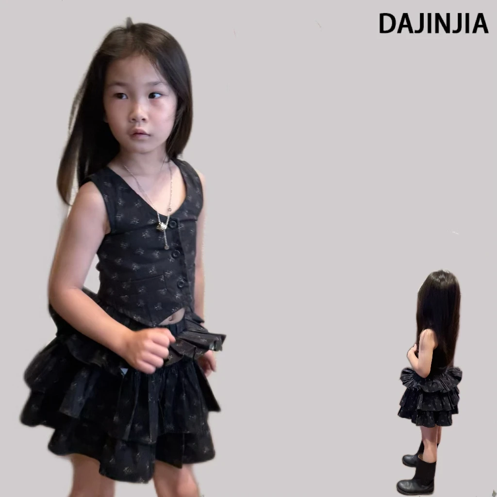 大金定制洋气女童碎花马甲宝宝蓬蓬半身裙两件套气质女宝宝套装
