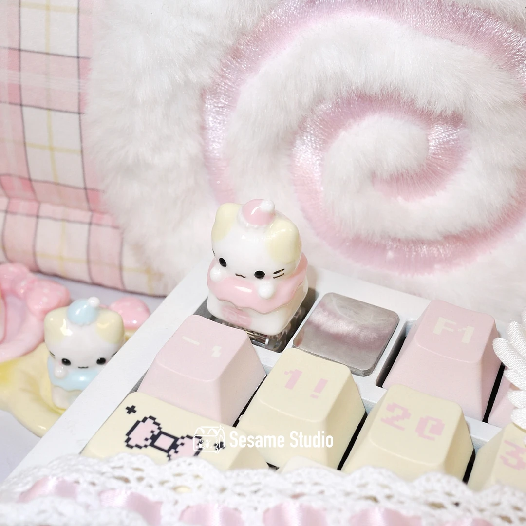 【棉花糖小猫】芝麻键帽可爱桌搭十字轴磁轴键盘个性键帽