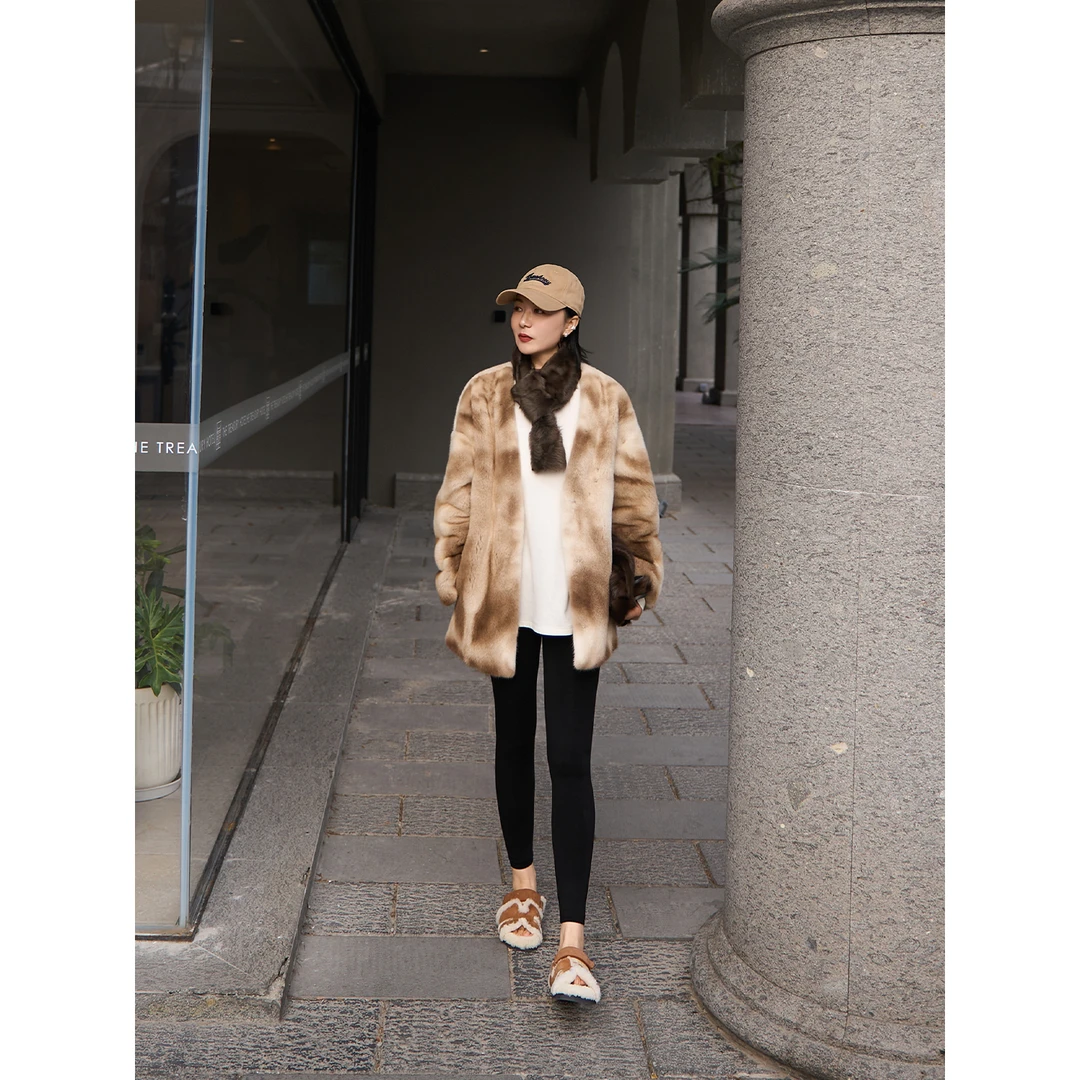 TOFOD 大理石 野性诗篇 SAGA天然本色水貂皮草大衣高级复古外套