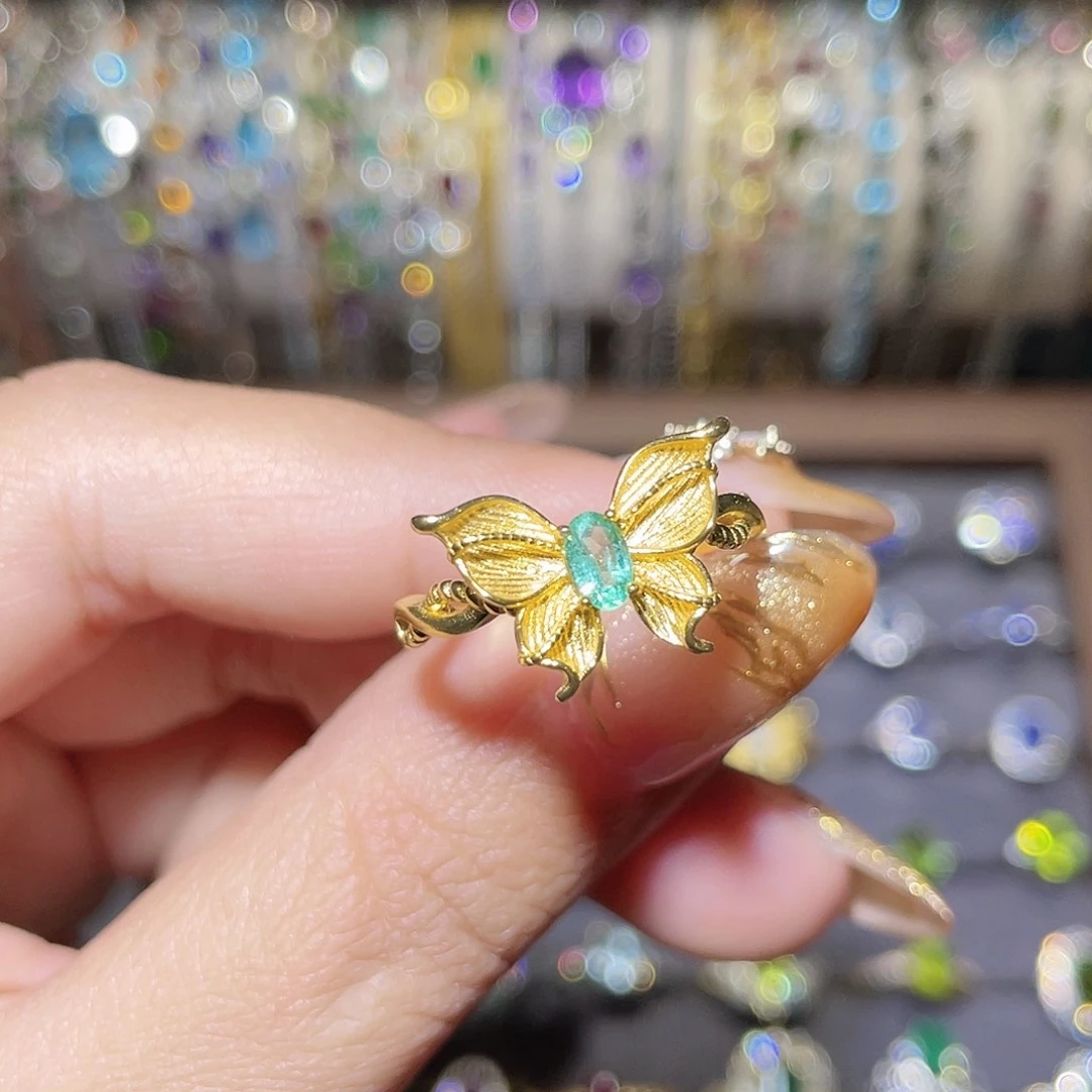 祖母绿戒指银S925镶嵌