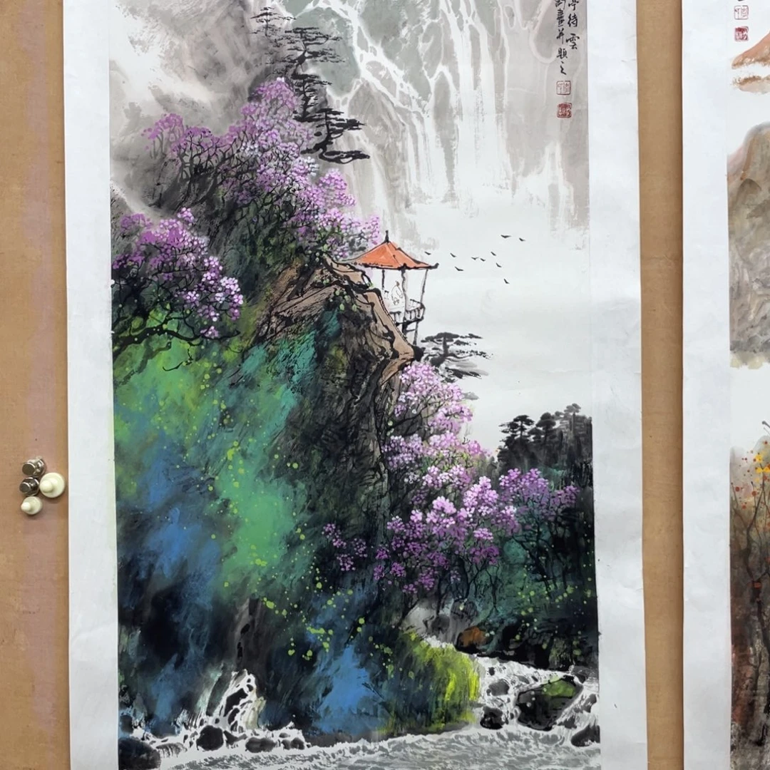 国画手绘国画，精品山水，春