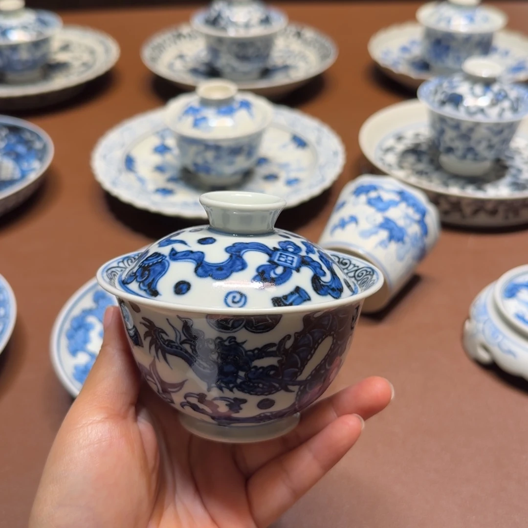 手工手绘茶具盖碗