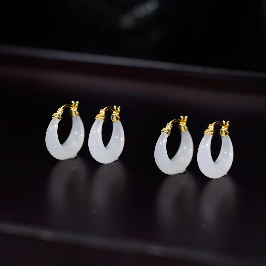 【玉峰珠宝】（二）白玉耳饰（多样性发一）XB-H2905