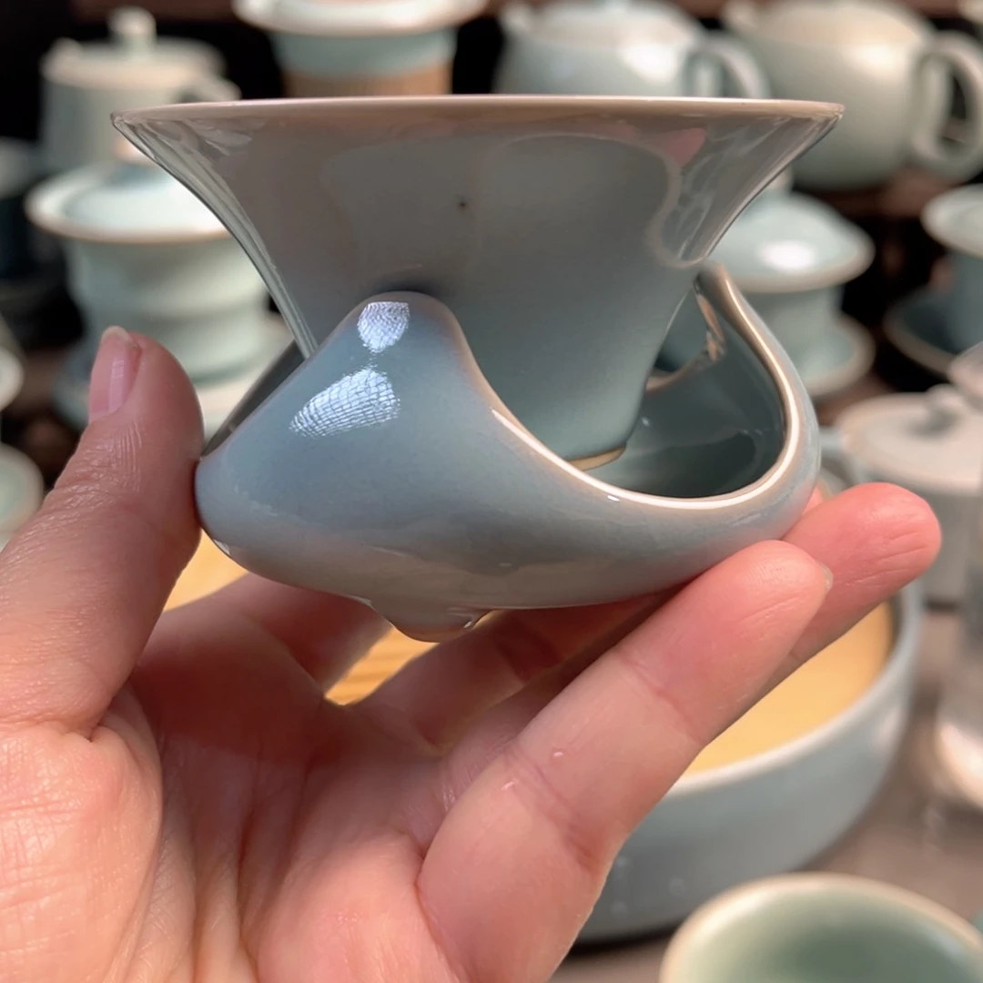 陶其他瓷天青釉斗笠茶漏原矿