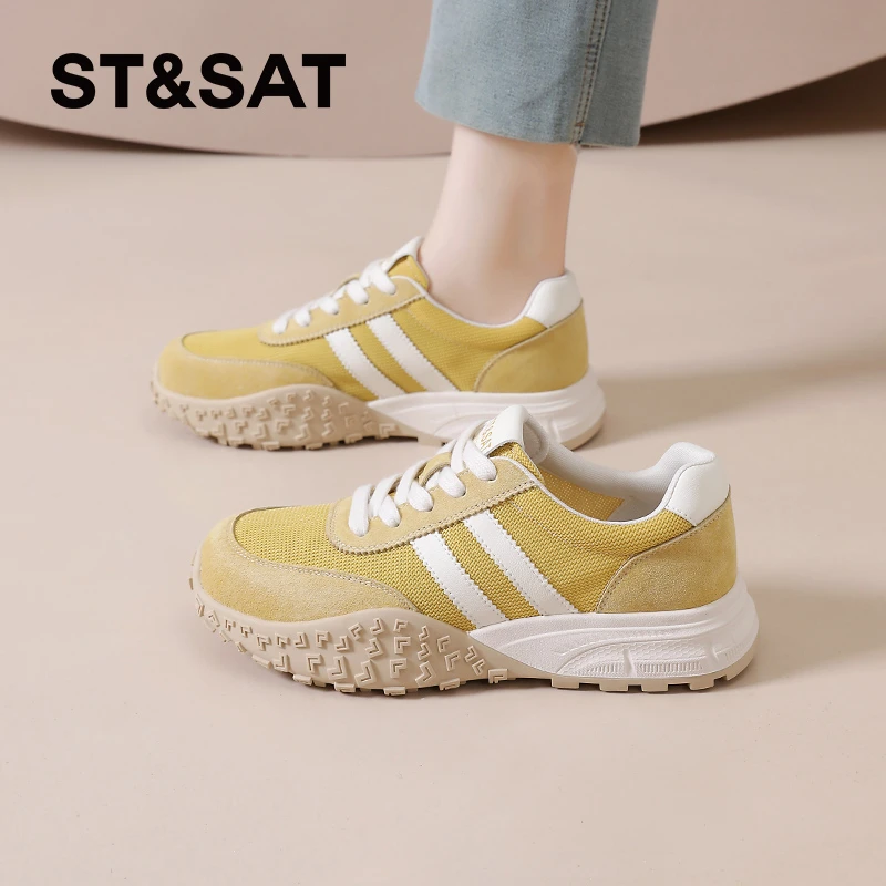 星期六女款芭蕾德训鞋2025夏季新款休闲网面鞋透气户外阿甘登山鞋