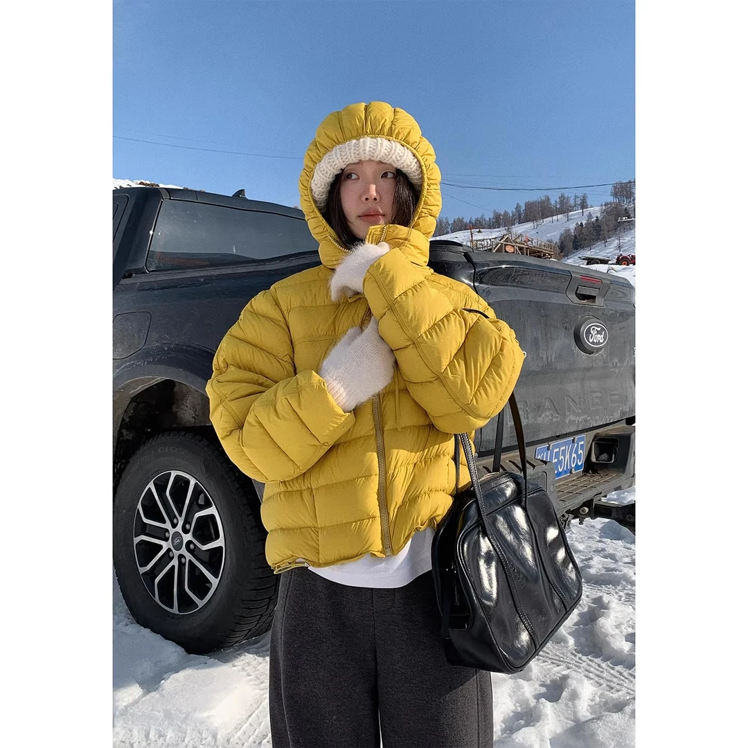 一三良品小个子 五色入!轻盈百搭90白鸭绒带帽排骨羽绒服T5B19