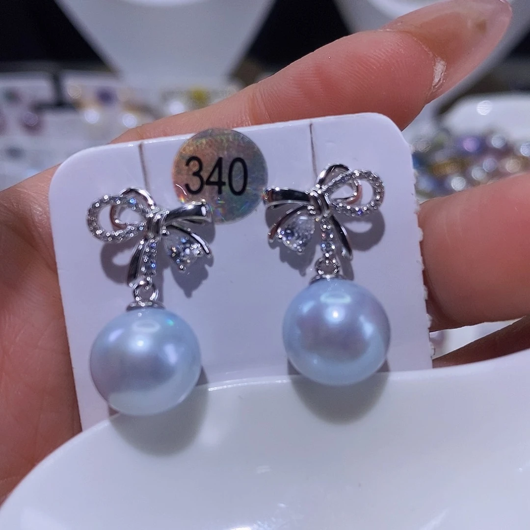 淡水珍珠耳饰银S925镶嵌西