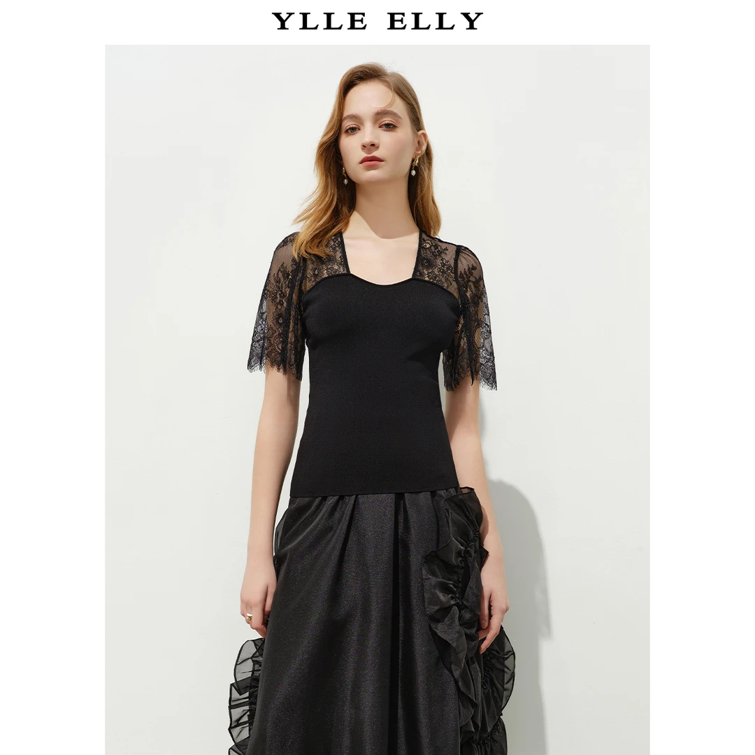 【陈大可】夏季套头衫撞色提花设计感短袖针织衫Y733104417