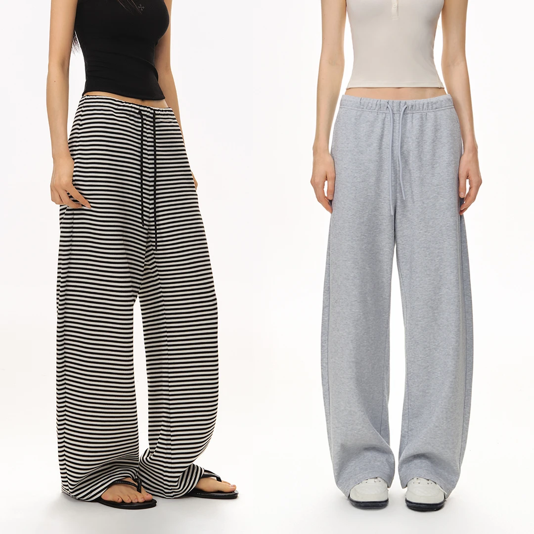 CLIMAX VISION轻盈舒弹空气层条纹裤/宽松廓形弯刀长裤卫裤女款