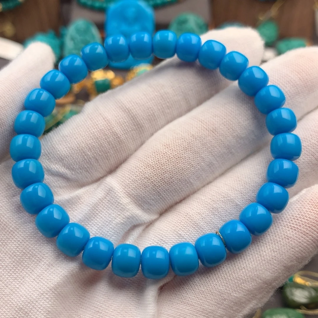 绿松石18K金镶嵌绿松石7.5mm