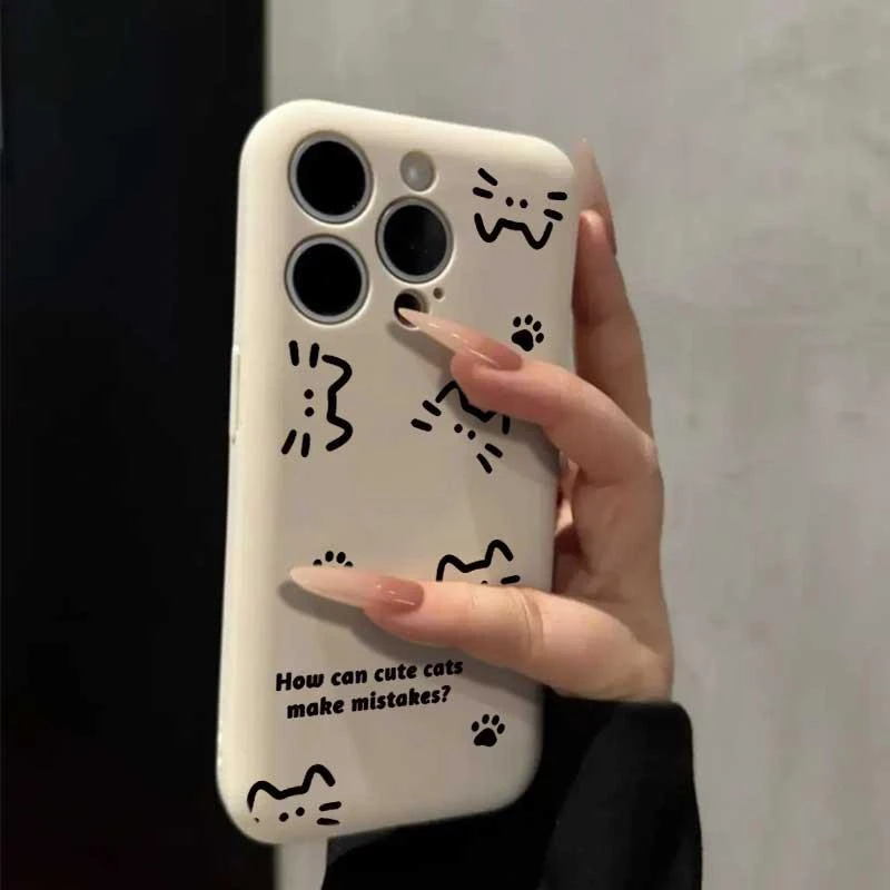 BANCA简笔猫咪肤感肥皂适用苹果16手机壳iphone15promax全包14/13