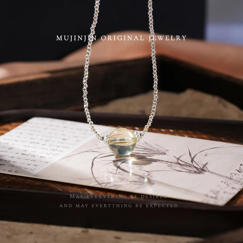 【木槿槿】天然黄水晶吊坠原创单圈——KQ752女款气质