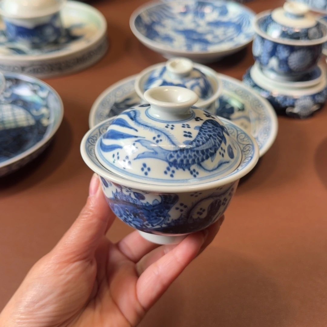 手工手绘茶具盖碗