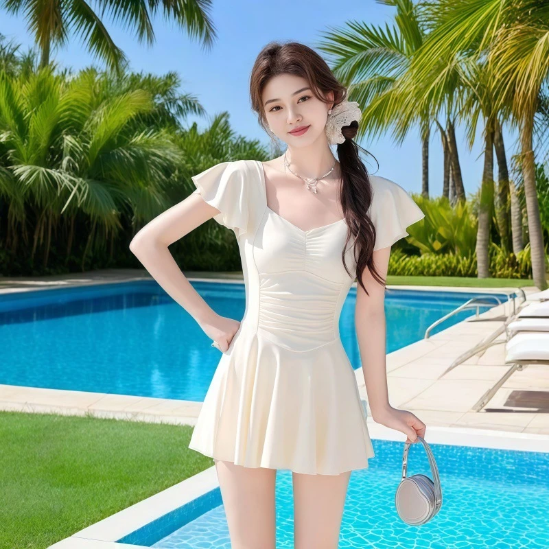 爆款女高级显瘦温泉感新款泳装女士性感泳衣度假2025保守裙式连体