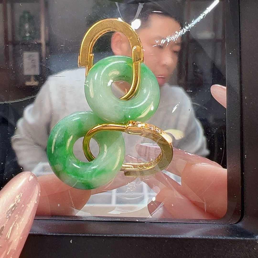 翡翠耳饰银S925镶嵌耳环18