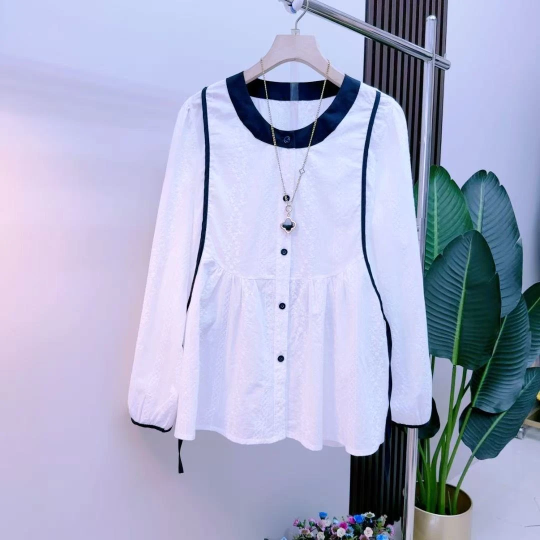 胖mm欧货时尚气质显瘦遮肉减龄百搭宽松1623韩版简约时髦女人衫