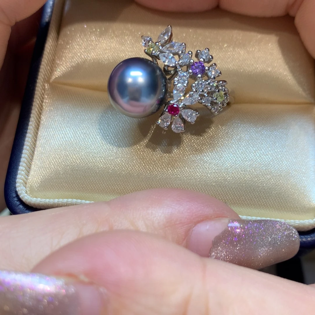 海水珍珠戒指银S925镶嵌