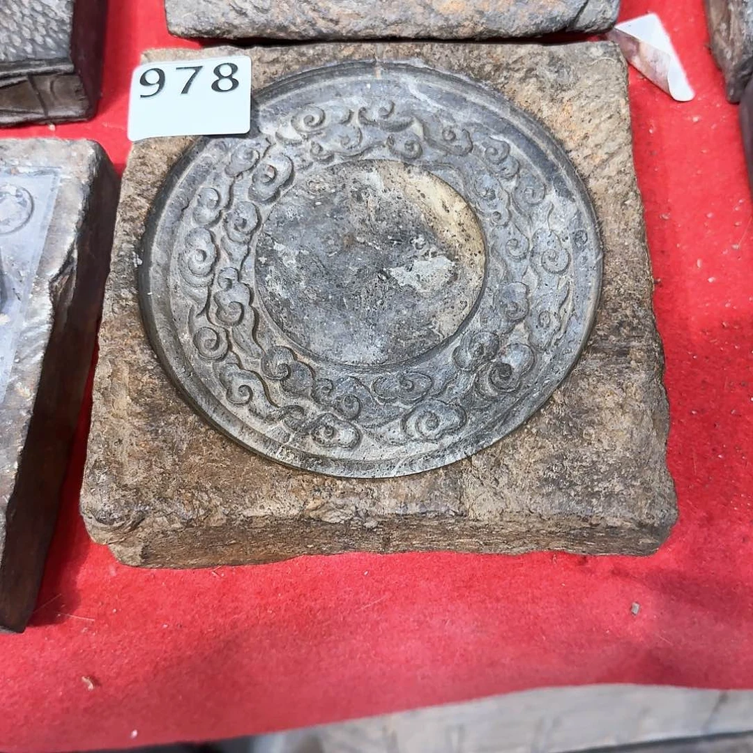 老砖后刻茶台，砚台，画像砖