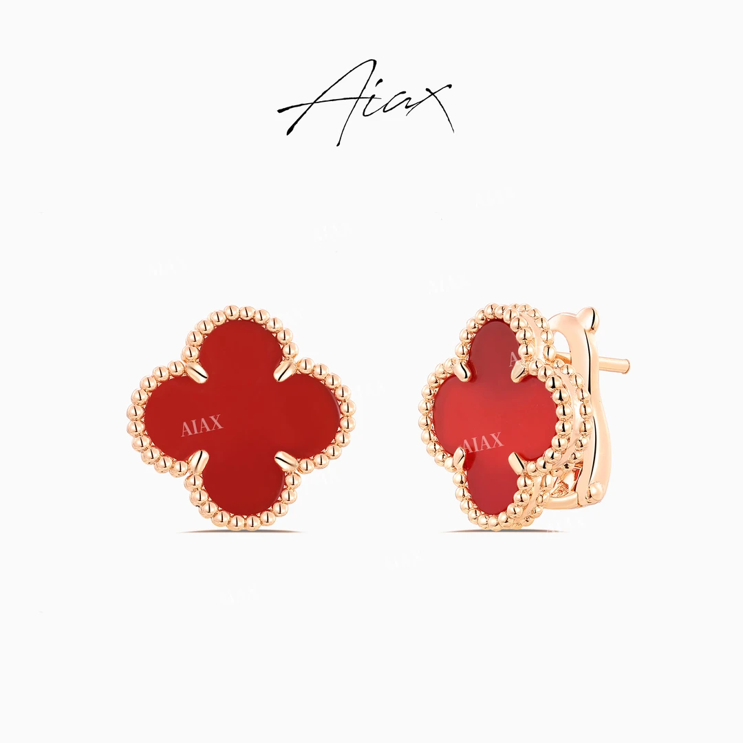 铜合金耳饰 AIAX 镀K金 【阿罕布拉】幸运草蛇年红色耳环TSL1407