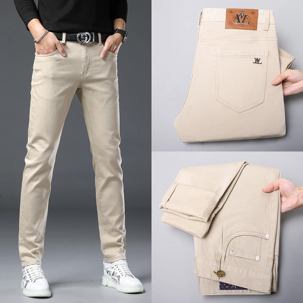 男中腰直筒薄款拉链春夏牛仔裤弹力修身裤黑色牛仔裤子潮流百搭