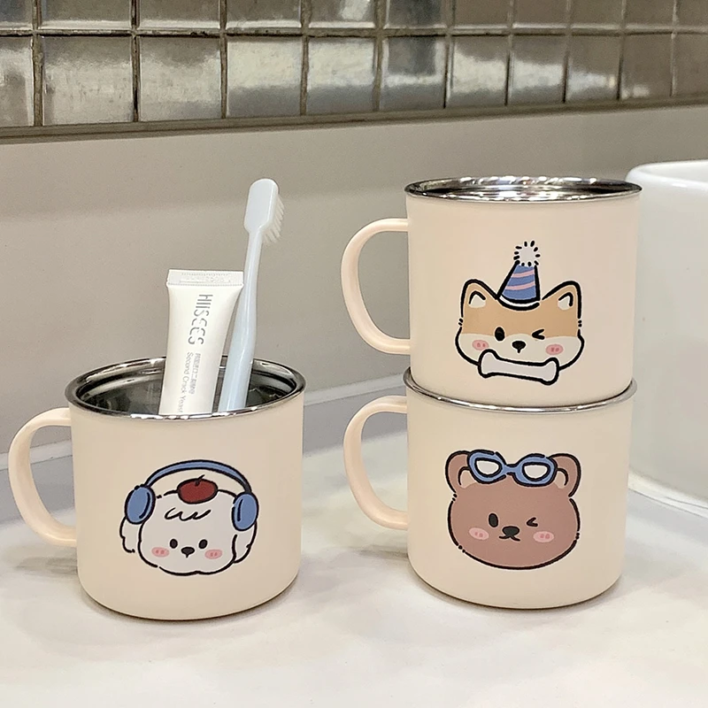 可爱卡通创意可携式小巧儿童不锈钢304水杯漱口杯洗漱杯牙缸喝水