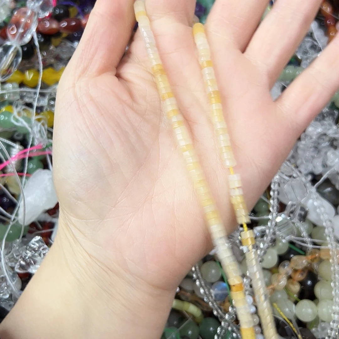 玛瑙/玉髓未镶嵌珠宝半成品，卡4黄玉直切一条