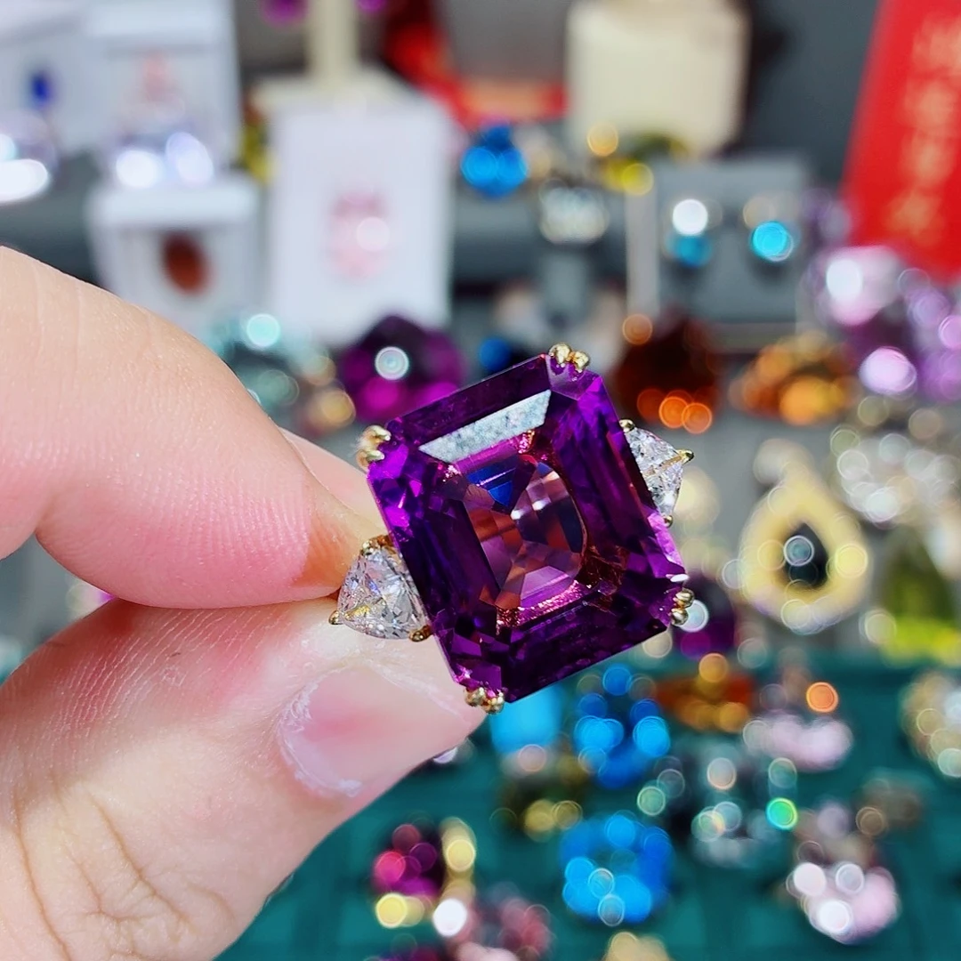 水晶戒指银S925镶嵌戒指