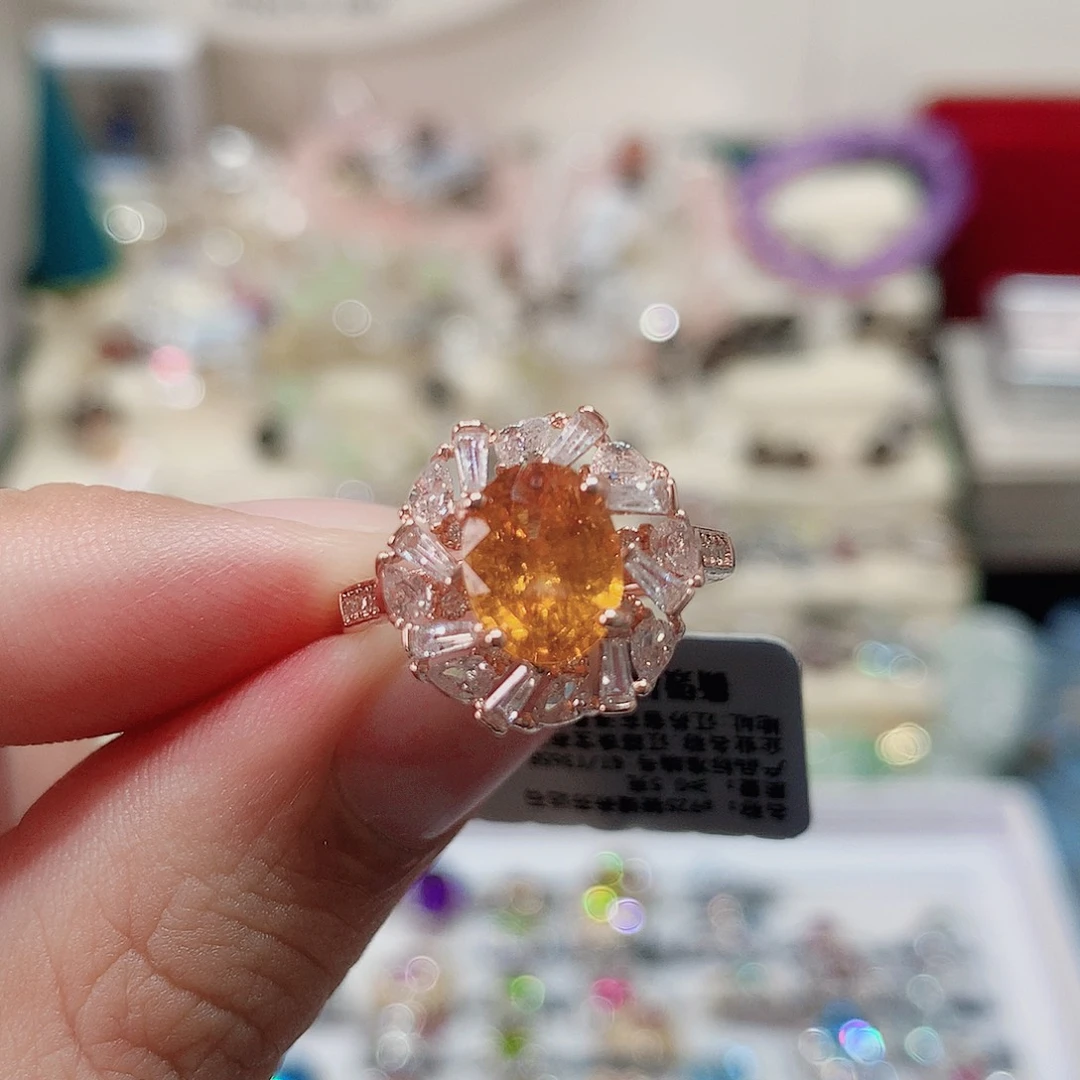 石榴石（芬达石）戒指银S925镶嵌
