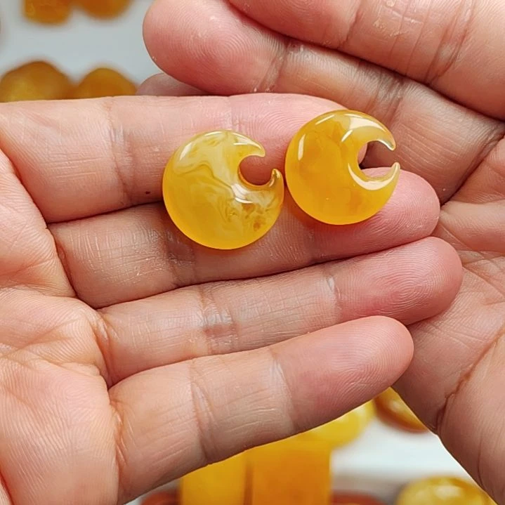 银S925镀金镶嵌蜜蜡耳饰