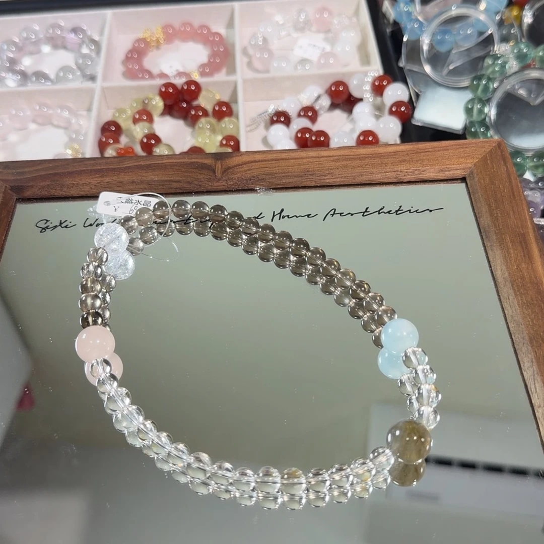 手链未镶嵌水晶茶晶白水双圈