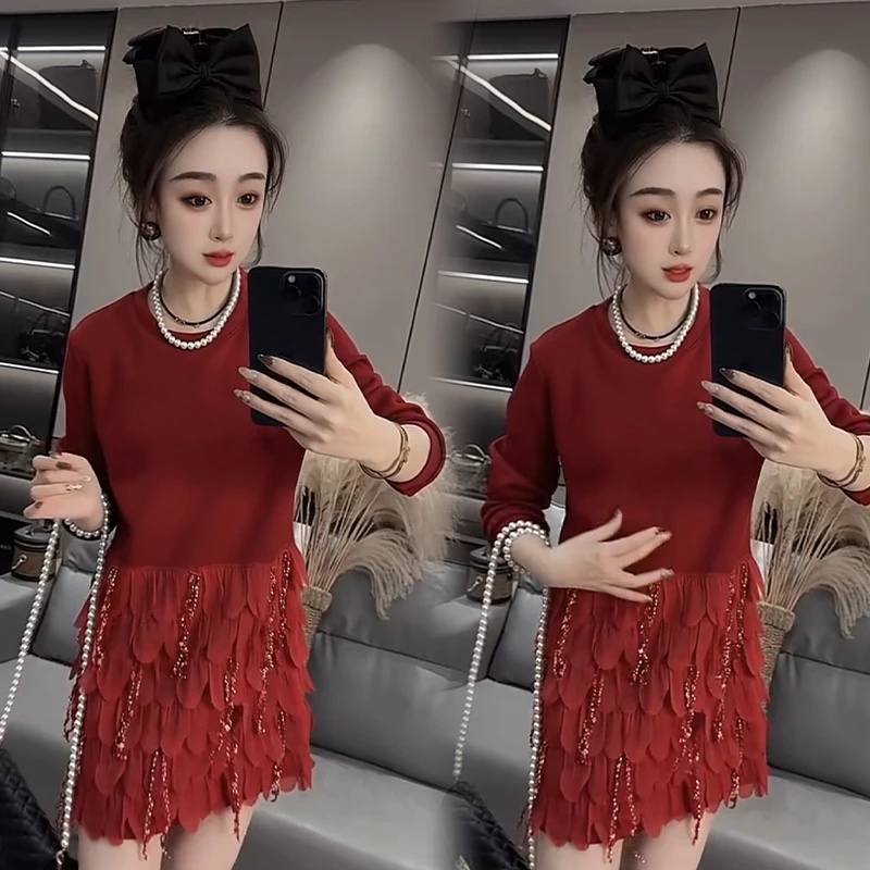 2025秋冬新款时尚显瘦气质网红高档洋气女高级百搭宽松大码连衣裙