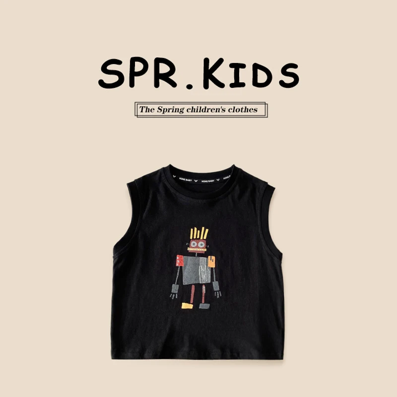 男童机器人背心宝宝男孩2025夏季衣服儿童酷帅夏装无袖