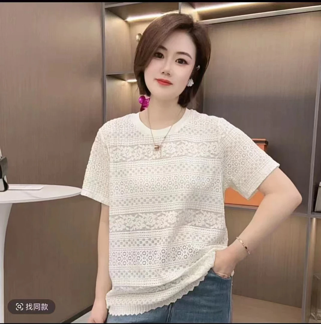 新款提花镂空短袖
