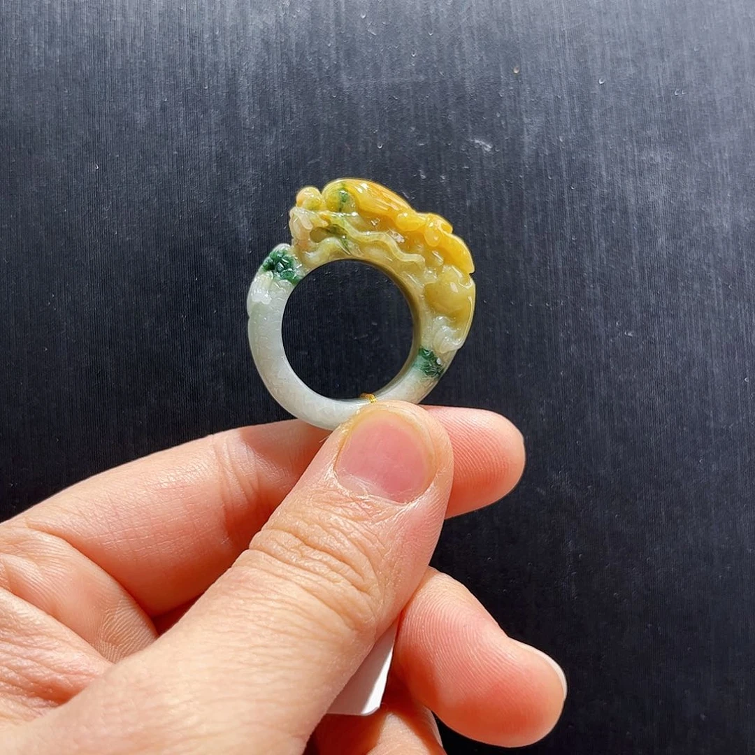 【闪购商品】翡翠戒指未镶嵌 龙 17圈