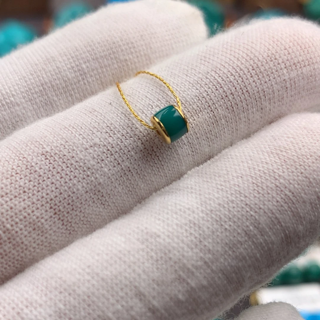 绿松石18K金镶嵌发饰4mm