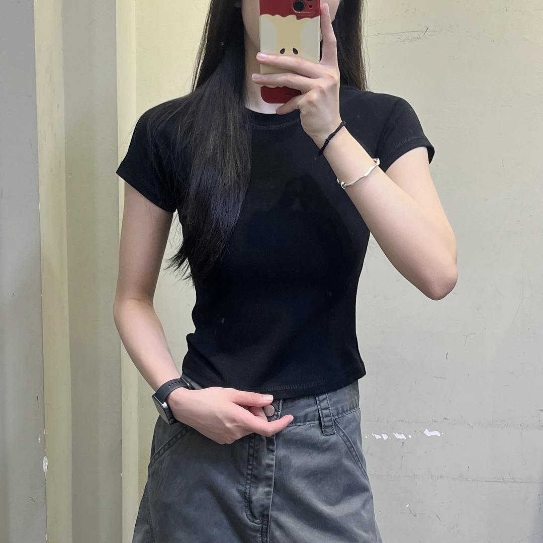 范范与凡凡【盐盐夏至】插肩短袖T恤夏季修身显瘦简约百搭圆领上衣