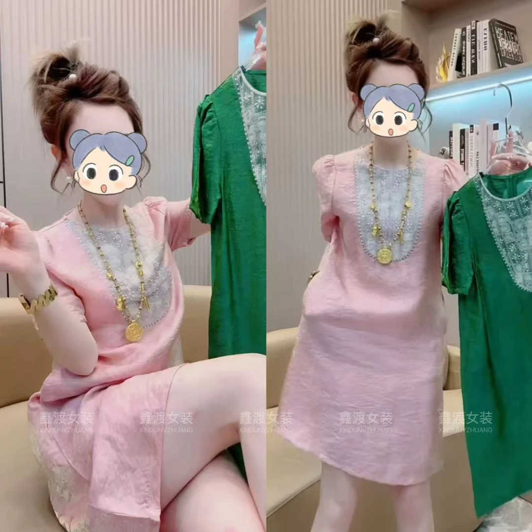 2025夏季新款时尚显瘦气质女士网红洋气连衣裙百搭款D9418