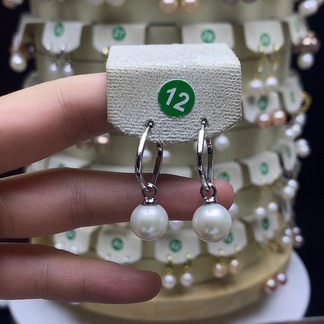 银S925镶嵌淡水珍珠耳饰