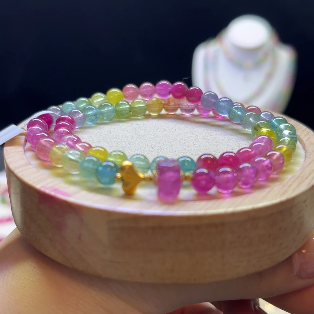 手链碧玺未镶嵌荧光彩虹5.8mm