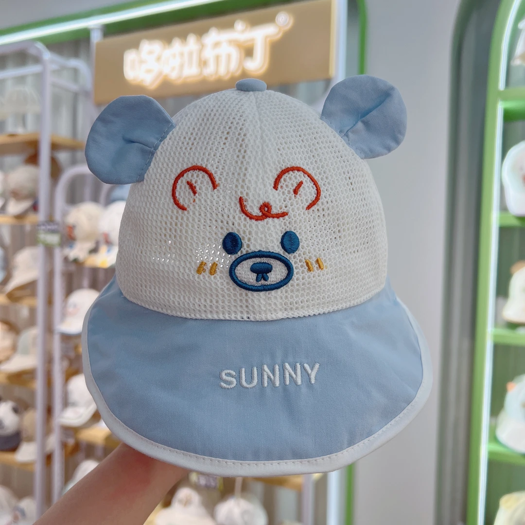 dudula/嘟嘟啦男卡通大檐圆顶帽子盆帽女宝渔夫帽遮阳透气3556