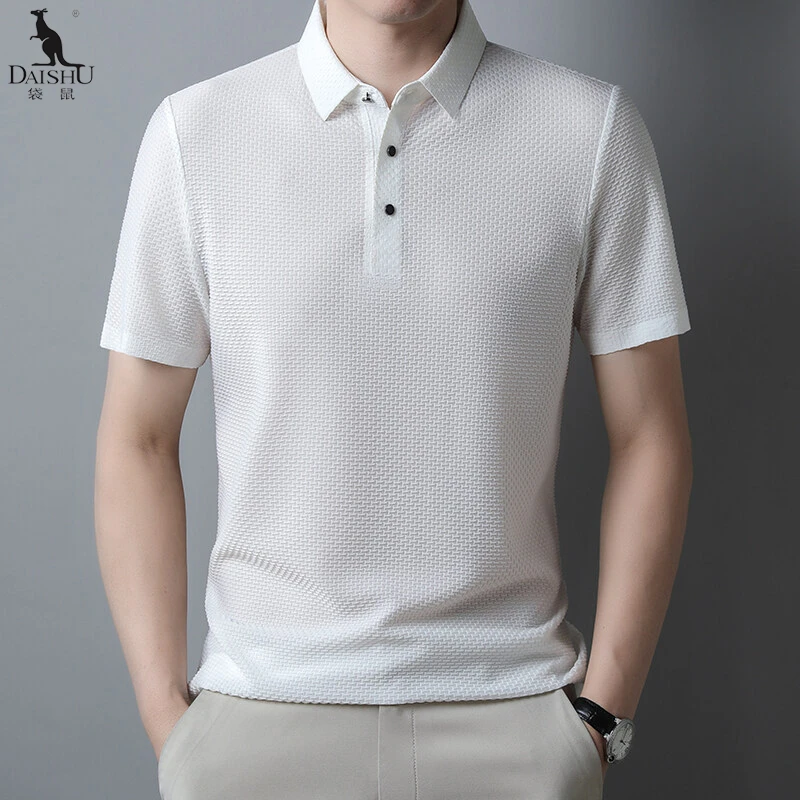 袋鼠夏季男士新款冰丝无痕短袖T恤商务休闲透气百搭翻领POLO衫