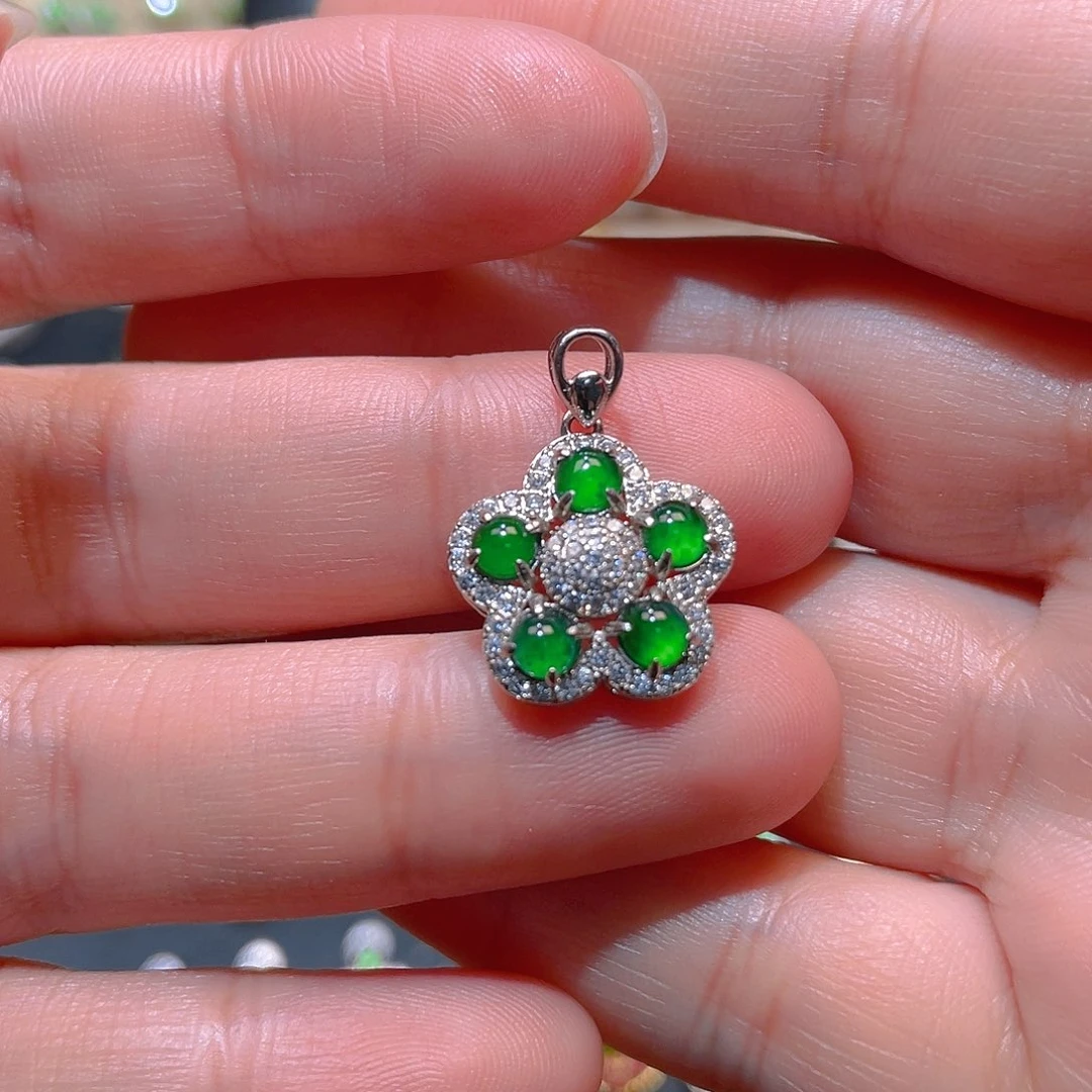 翡翠银S925镶嵌吊坠(不含链)