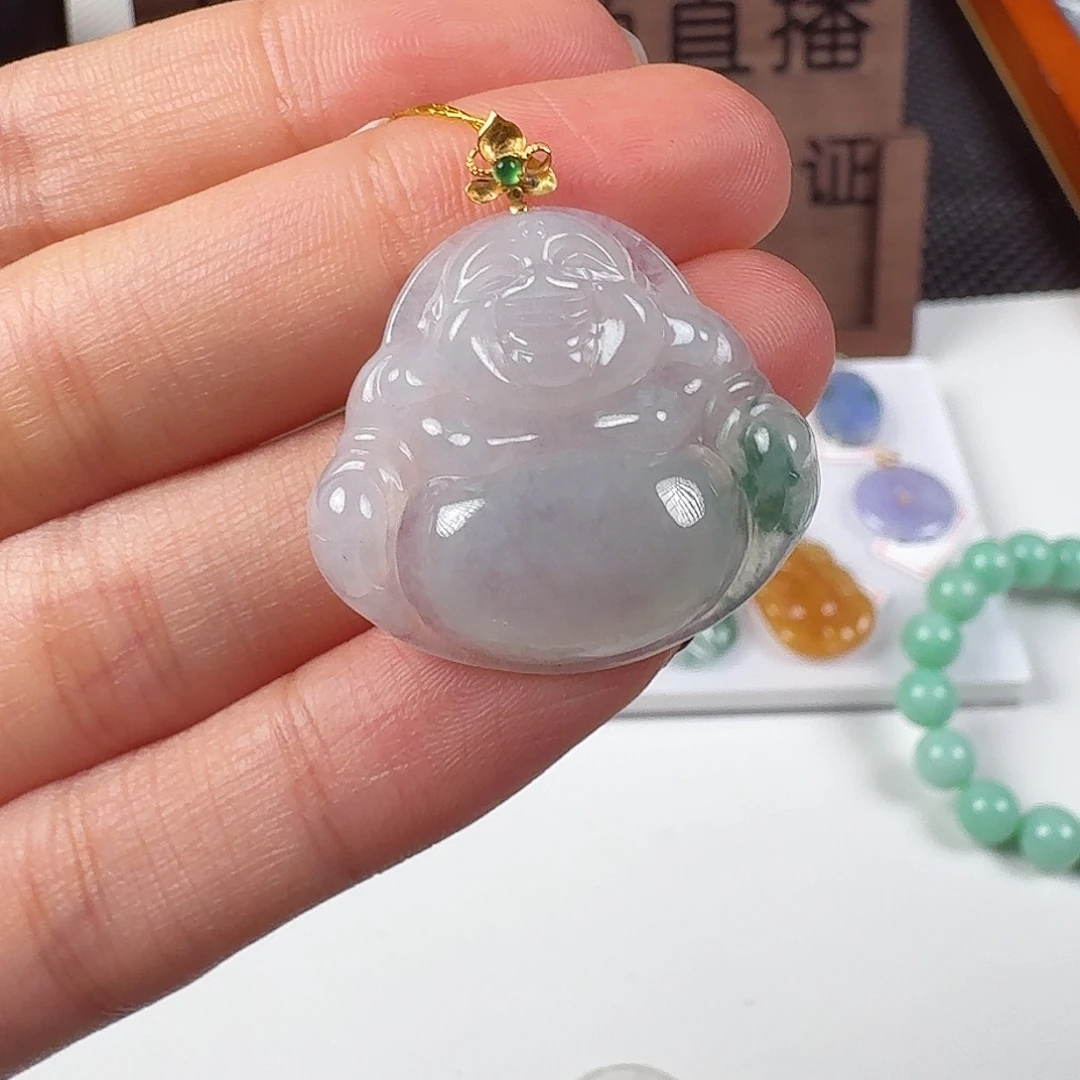 翡翠18K金镶嵌颈饰