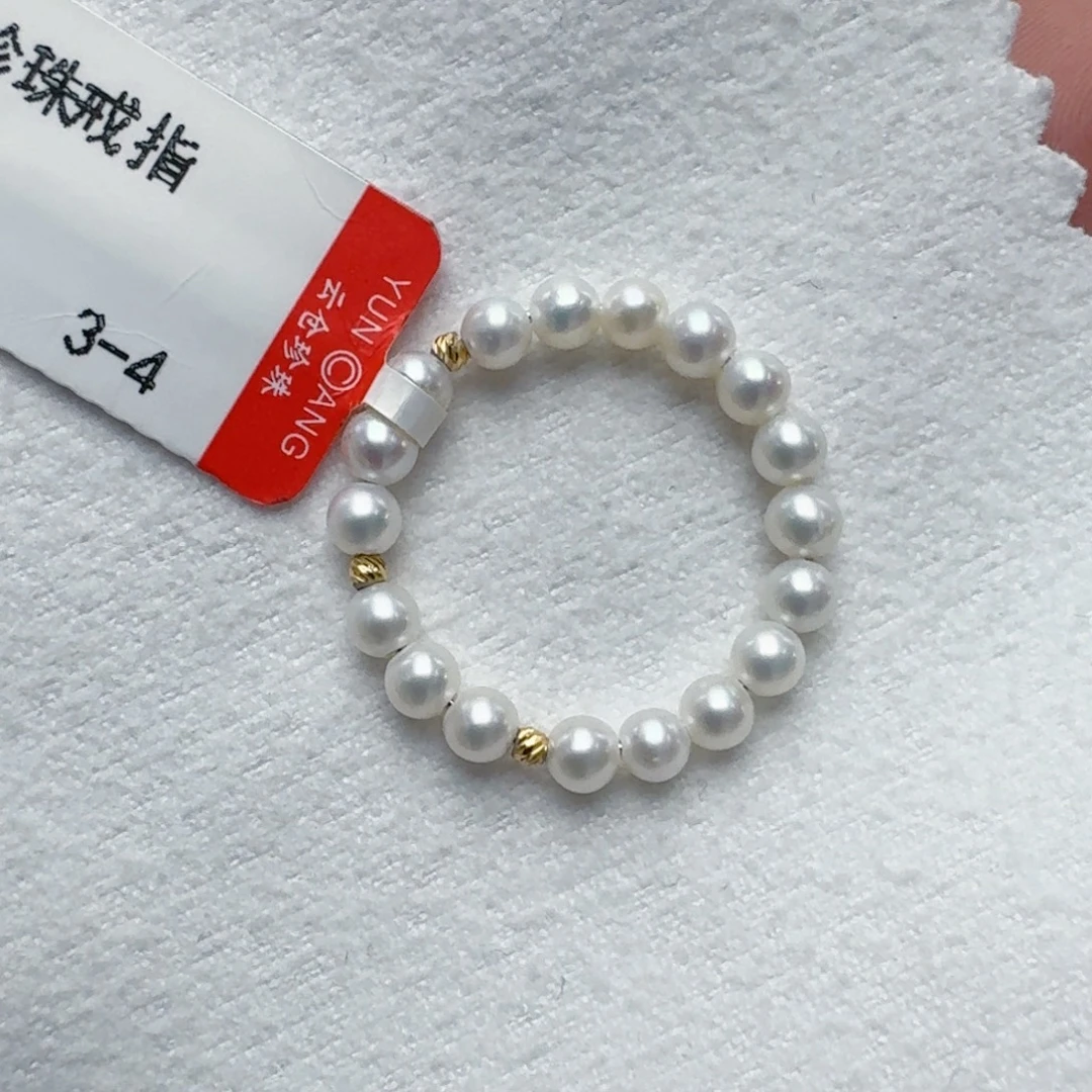 淡水珍珠戒指18K金镶嵌@@