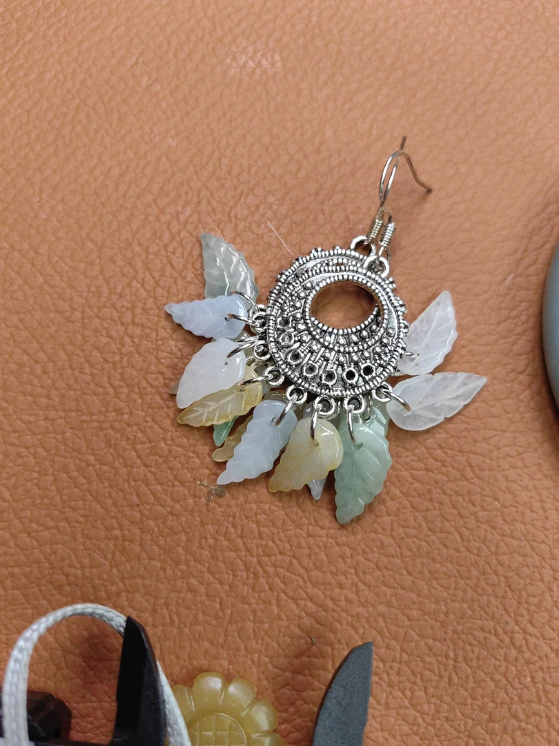 翡翠耳环气质时尚复古长款纯手工